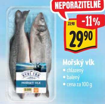 Mořský vlk, cena za 100 g 