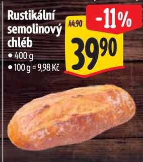 Rustikální semolinový chléb, 400 g