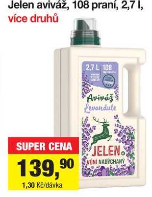 Jelen aviváž, 108 praní, 2,7 l