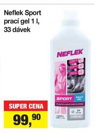 Neflek Sport prací gel 1 I, 33 dávek