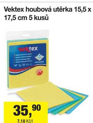 Vektex houbová utěrka 15,5 x 17,5 cm 5 kusů
