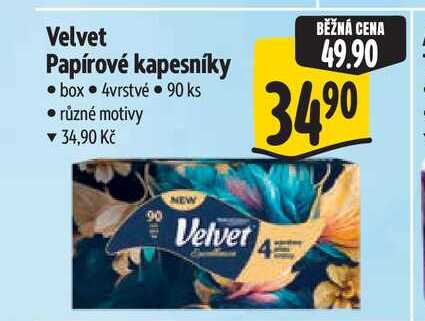 Velvet Papírové kapesníky box 4vrstvé 90 ks
