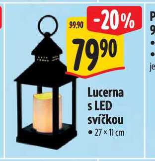   Lucerna s LED svíčkou  27 × 11 cm  