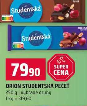 ORION STUDENTSKÁ PEČEŤ 250 g vybrané druhy