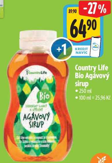 Country Life Bio Agávový sirup, 250 ml