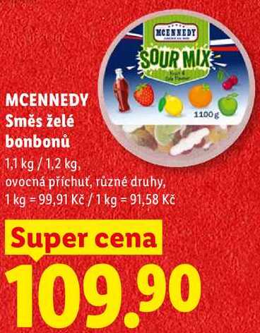 MCENNEDY Směs želé bonbonů, 1,1 kg/1,2 kg