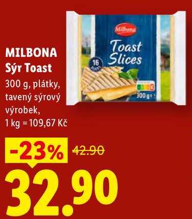 MILBONA Sýr Toast, 300 g