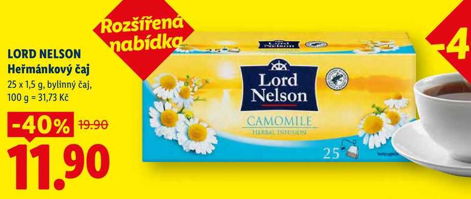 LORD NELSON Heřmánkový čaj, 25 x 1,5 g, bylinný čaj