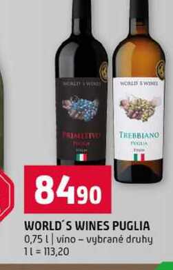 WORLD'S WINES PUGLIA 0,75l vino vybrané druhy 