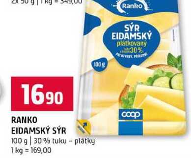 RANKO EIDAMSKÝ SÝR 100 g 30% tuku plátky