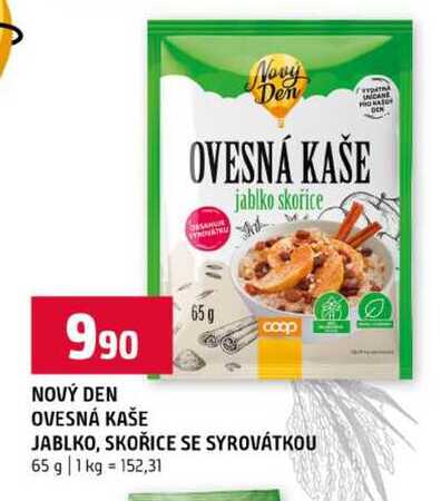 NOVÝ DEN OVESNÁ KAŠE JABLKO, SKOŘICE SE SYROVÁTKOU 65 g