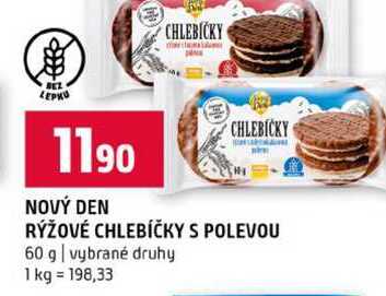 NOVÝ DEN CHLEBIČKY RÝŽOVÉ CHLEBÍČKY S POLEVOU 60 g vybrané druhy