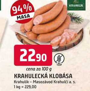 KRAHULECKÁ KLOBÁSA 100 g