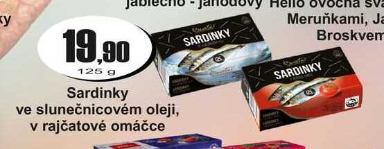 Sardinky ve slunečnicovém oleji, v rajčatové omáčce 125 g