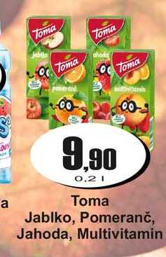 Toma Jablko, Pomeranč, Jahoda, Multivitamin 0,2 L 