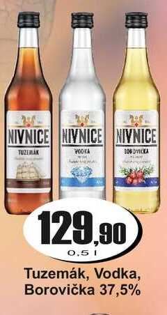 Tuzemák, Vodka, Borovička 37,5% 0,5 L
