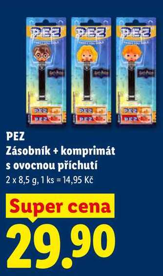 PEZ Zásobník + komprimát s ovocnou příchutí, 2 x 8,5 g