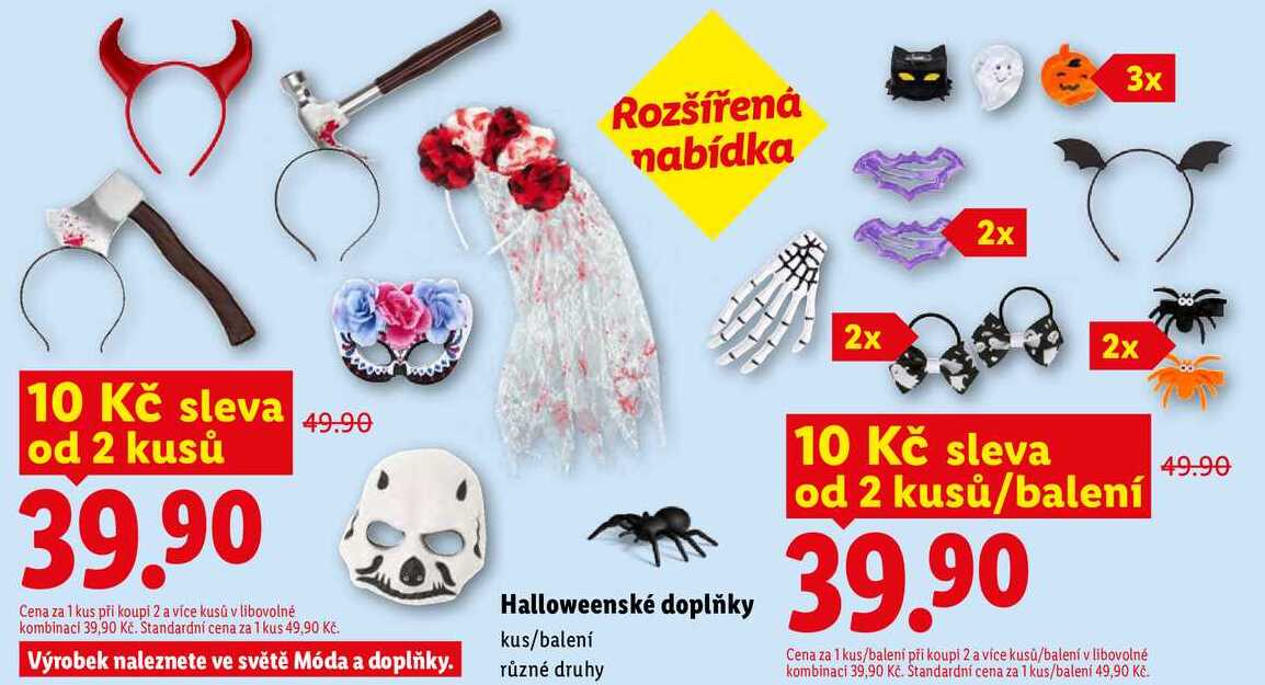 Halloweenské doplňky, kus/balení, různé druhy