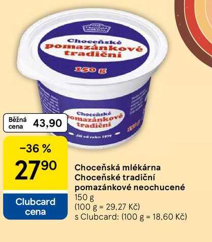 Choceňská mlékárna Choceňské Tradiční pomazánkové neochucené, 150 g 