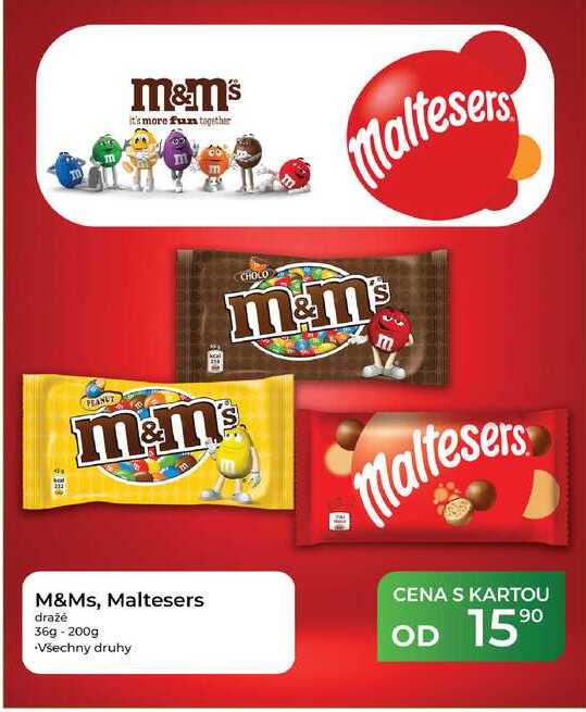 M&Ms, Maltesers dražé 36g-200g