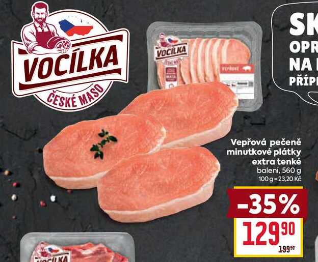 Vepřová pečeně minutkové plátky extra tenké balení, 560 g