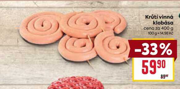 Krůtí vinná klobása cena za 400 g