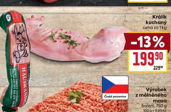Králík kuchaný cena za 1 kg