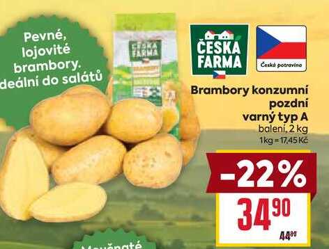 Brambory konzumní pozdní varný typ A baleni, 2 kg