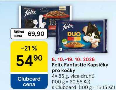 Felix Fantastic Kapsičky pro kočky, 4× 85 g, více druhů 