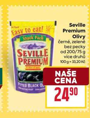 Seville Olivy černé, zelené bez pecky od 200/75 g