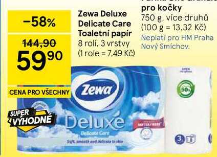 Zewa Deluxe Delicate Care Toaletní papír, 8 rolí, 3 vrstvy 