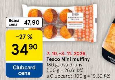 Tesco Mini muffiny, 180 g, dva druhy 