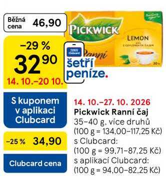 Pickwick Ranní čaj, 35-40 g, více druhů  