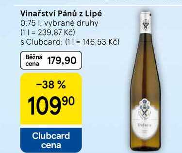 Vinařství Pánů z Lipé, 0,75 l