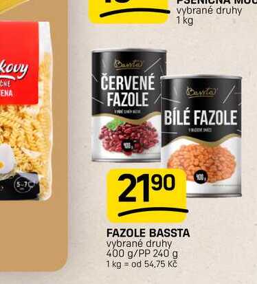 FAZOLE BASSTA vybrané druhy 400 g/PP 240 g