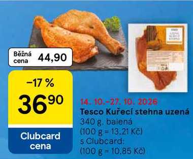 Tesco Kuřecí stehna uzená, 340 g