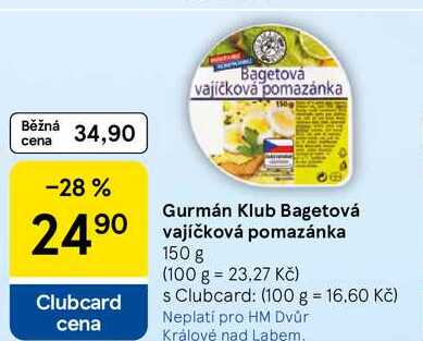 Gurmán Klub Bagetová vajíčková pomazánka, 150 g
