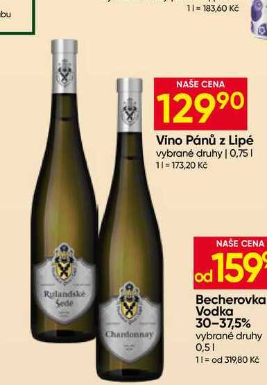 Víno Pánů z Lipé vybrané druhy 0,75l
