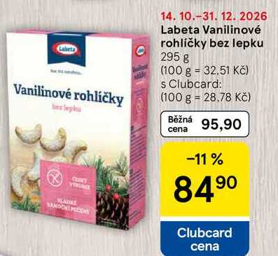 Labeta Vanilinové rohlíčky bez lepku, 295 g 