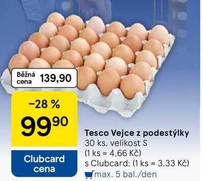 Tesco Vejce z podestýlky, 30 ks, velikost S