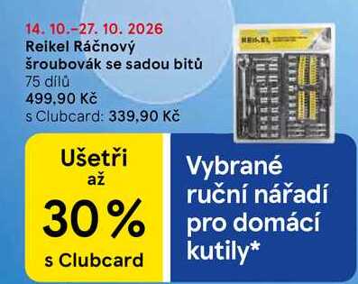 Reikel Ráčnový šroubovák se sadou bitů, 75 dílů