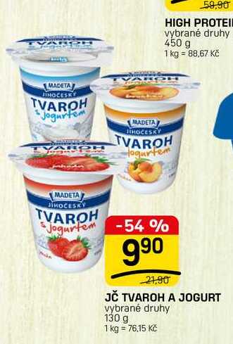 JČ TVAROH A JOGURT vybrané druhy 130 g 