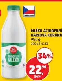 KARLOVA KORUNA Acidofilní mléko 950 g