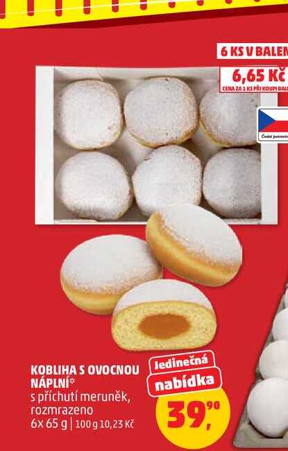 Kobliha s ovocnou náplní 6x65g