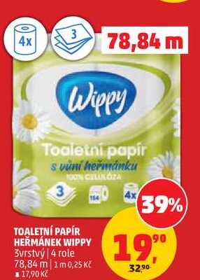 Wippy Toaletní papír s vůní heřmánku 3vrstvý 4 role