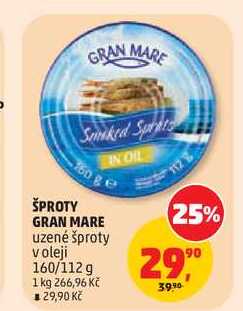 Gran Mare šproty 160g, vybrané druhy
