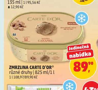 Carte D'Or zmrzlina 825ml, vybrané druhy