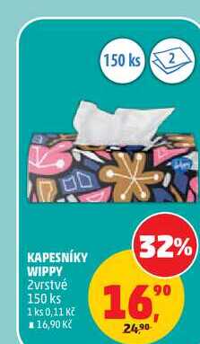 KAPESNÍKY WIPPY 2vrstvé 150 ks