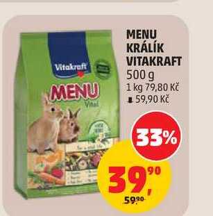 Vitakraft Premium Menu hlavní krmivo pro KRÁLÍKY 500g