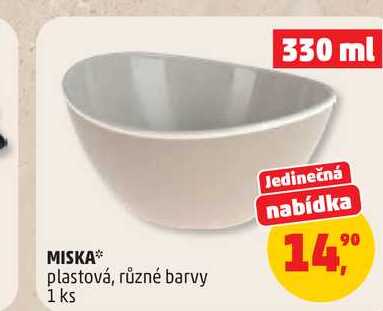 MISKA plastová, různé barvy 1 ks 330 ml